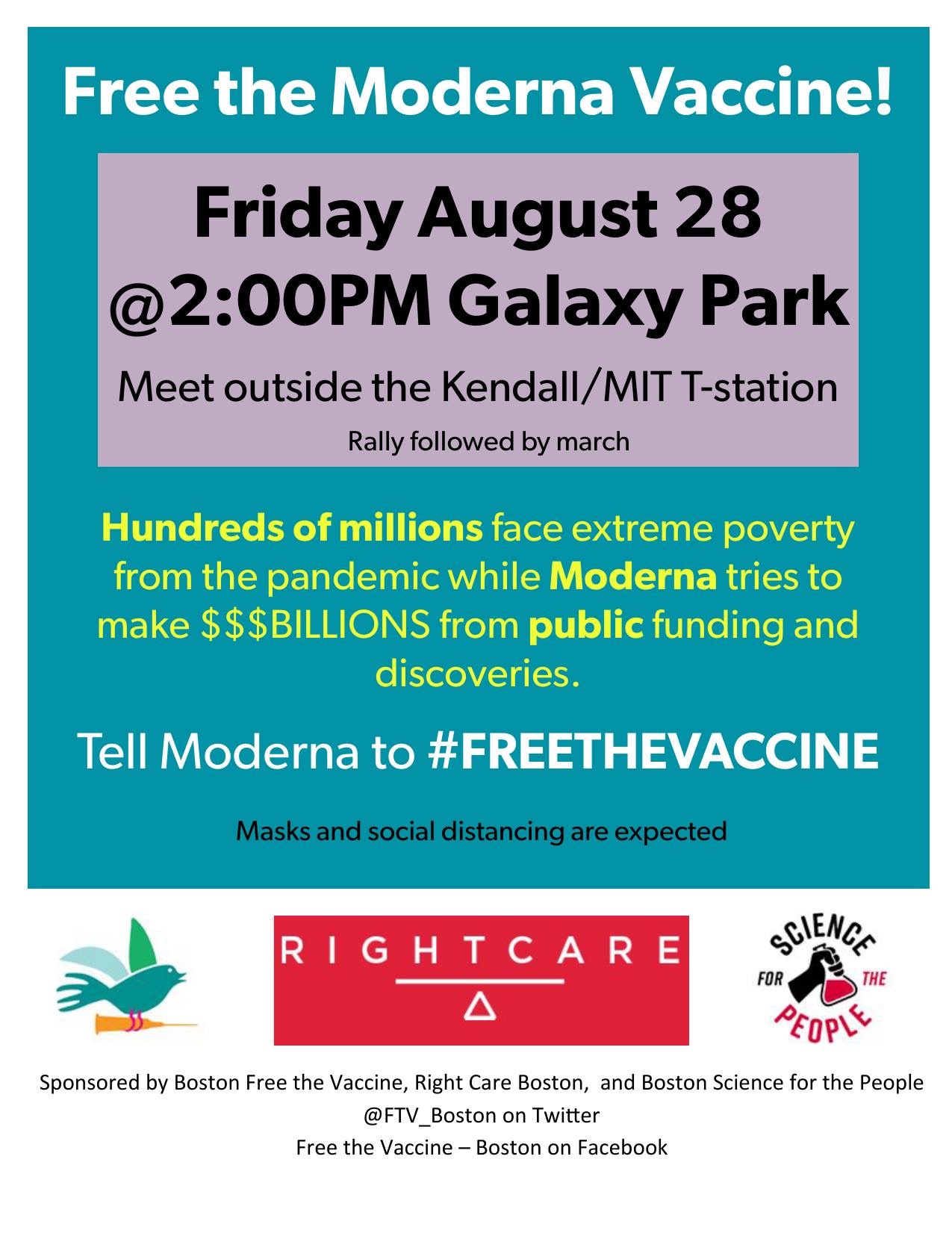 Boston Action Free The Moderna Vaccine Free The Vaccine For Covid 19